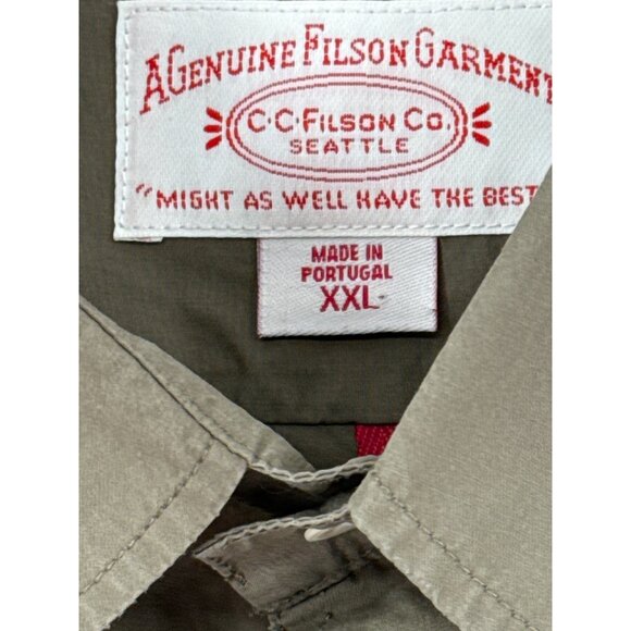 Filson Mens XXL Khaki Button-Up Shirt Light Weight Long Sleeve - Picture 3 of 5